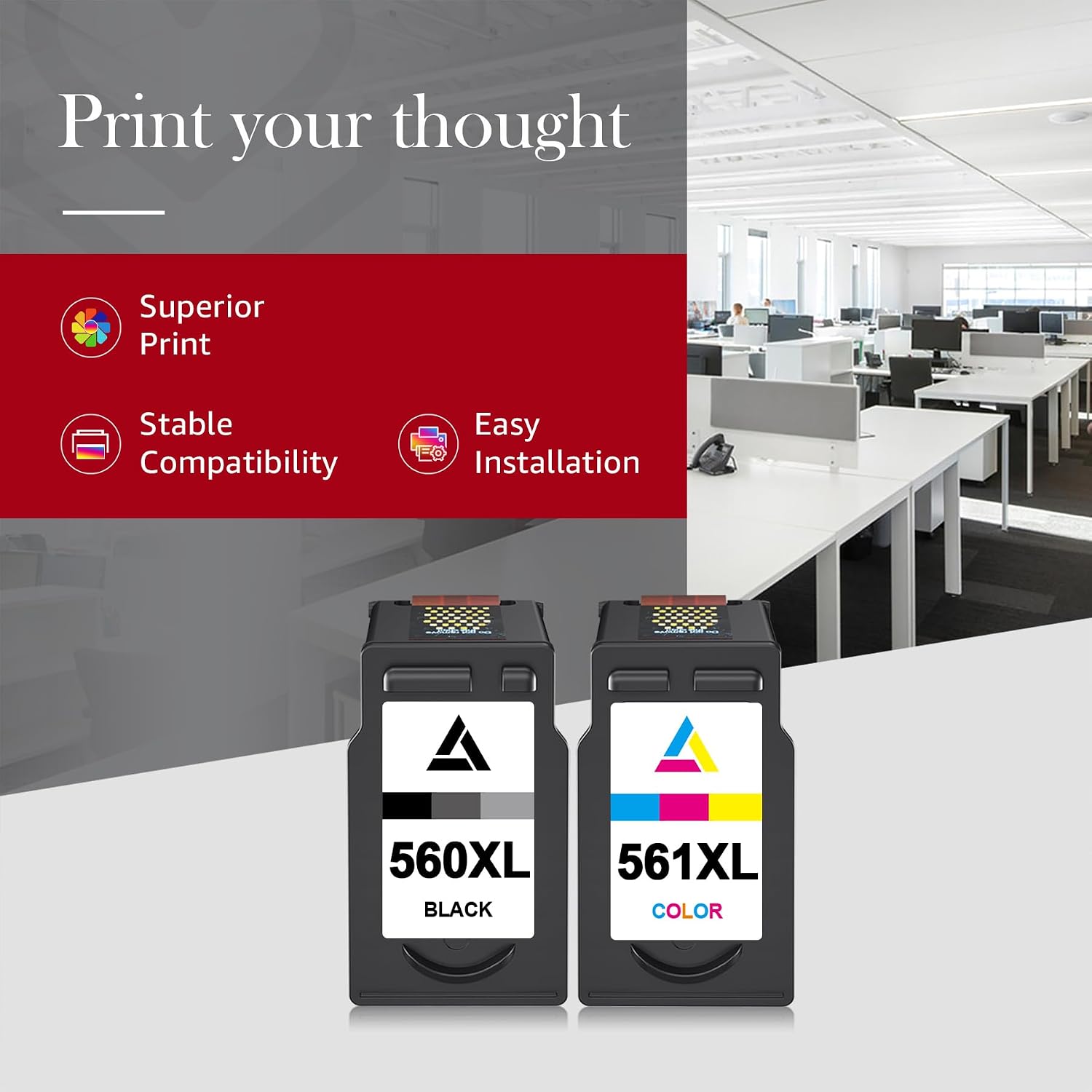 Detalle de 560XL 561XL Druckerpatronen Ersatz für Canon PIXMA TS5350i TS7450i TS5350 TS7450 TS7451 TS5351 TS5352 TS5353 und TS5300 Serie – Schwarz & Farbe 2er-Pack