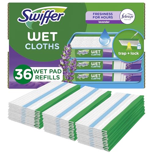 Detalle de Swiffer Sweeper Wet Mopping Cloths Multi Surface Refills with Febreze Lavender, 36 Count