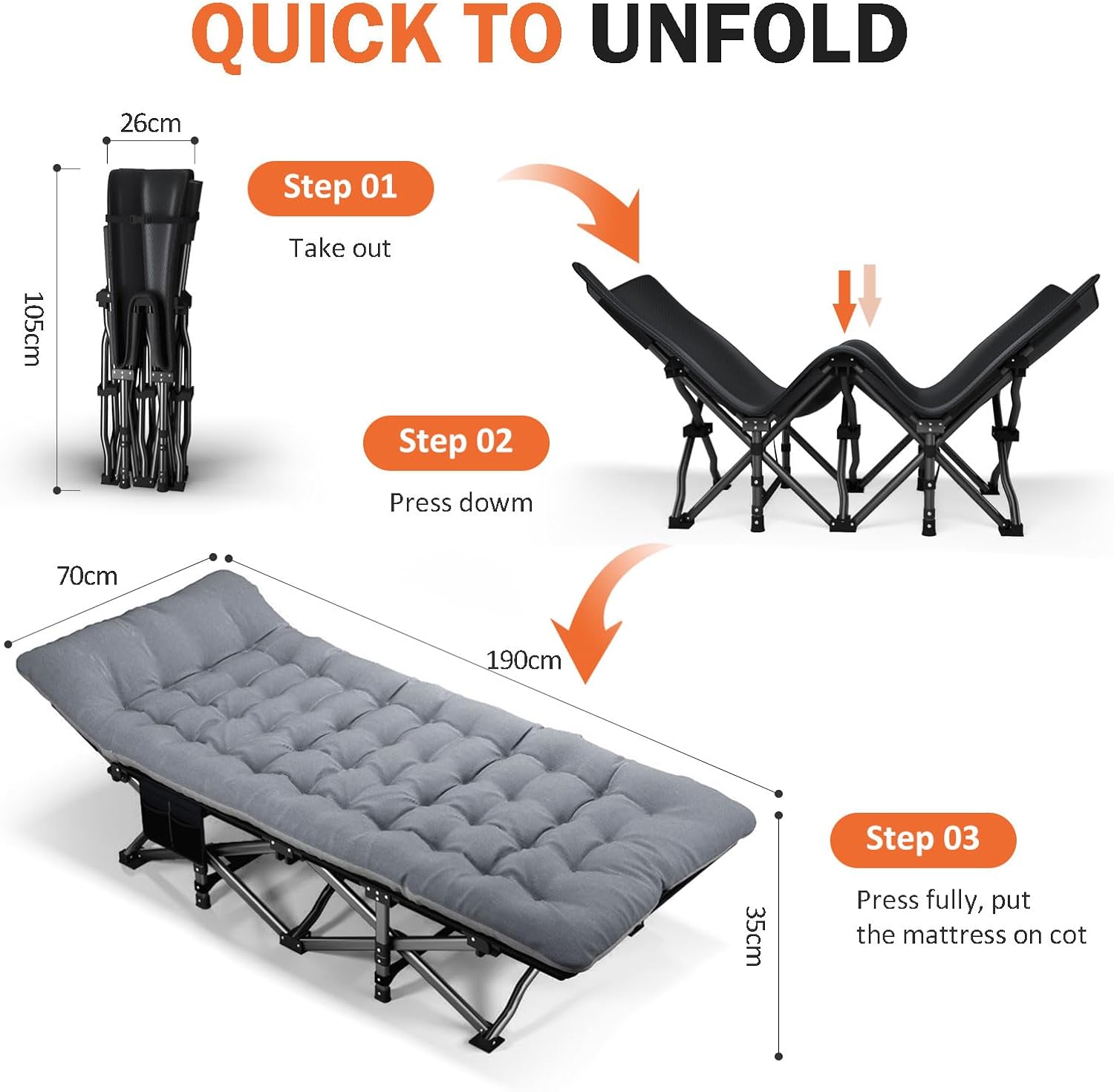 Thumbnail 3 de ATORPOK SHOP camp bed cot 450 lbs