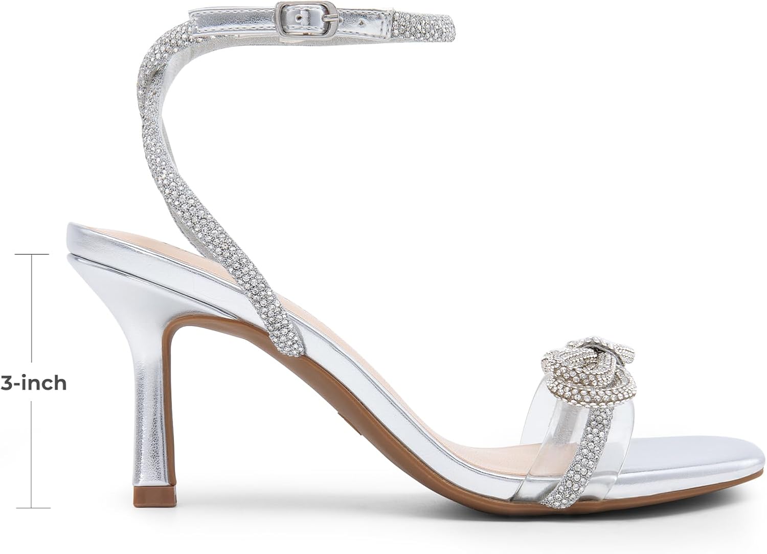 Thumbnail 2 de DREAM PAIRS Women’s Double Bowknots Heels with Open Square Toe & Ankle Strap