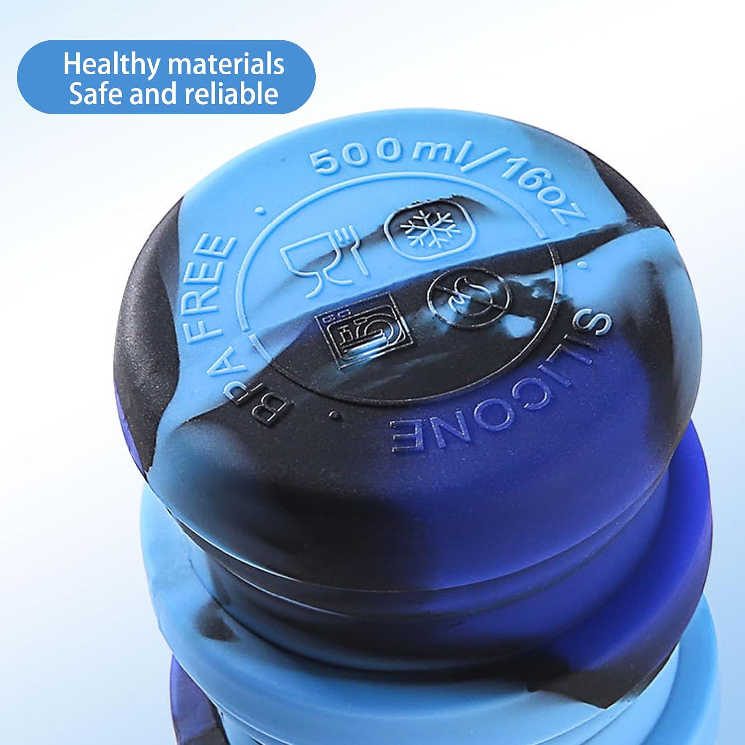 Thumbnail 3 de YCTMALL Collapsible Silicone Water Bottle 500ml with Mountaineering Buckle – Travel-Friendly, Reusable