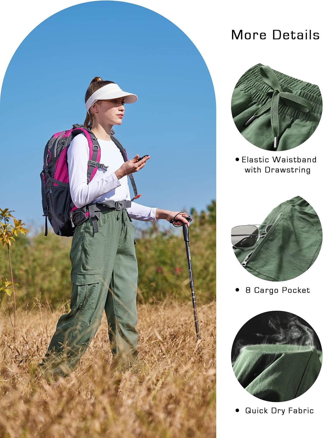 Detalle de Quick-Dry Cargo Hiking Pants, 8 Pockets