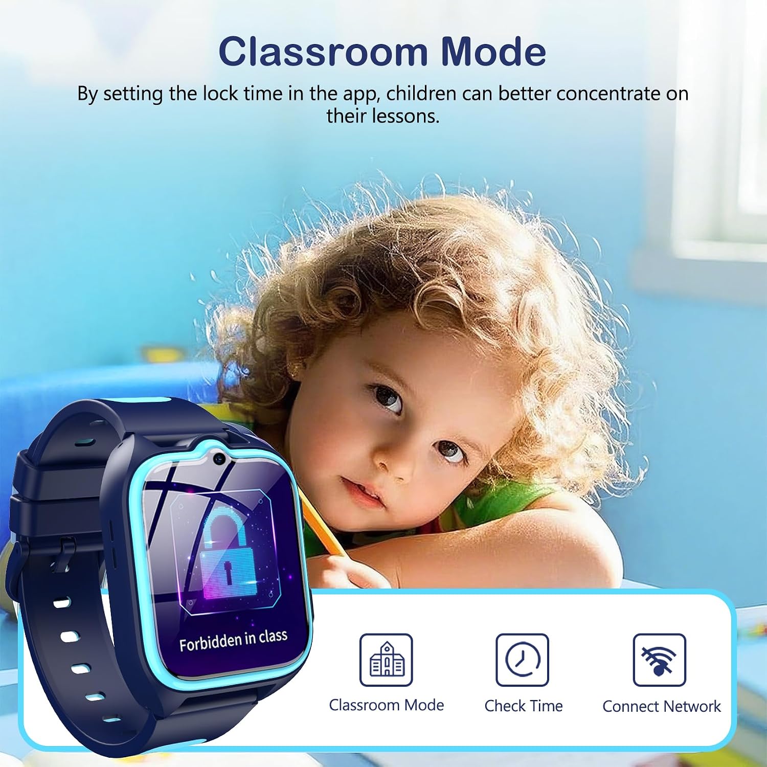 Detalle de Kids Smart Watch with 4G, GPS, SOS and Classroom Mode for 4–15 Years
