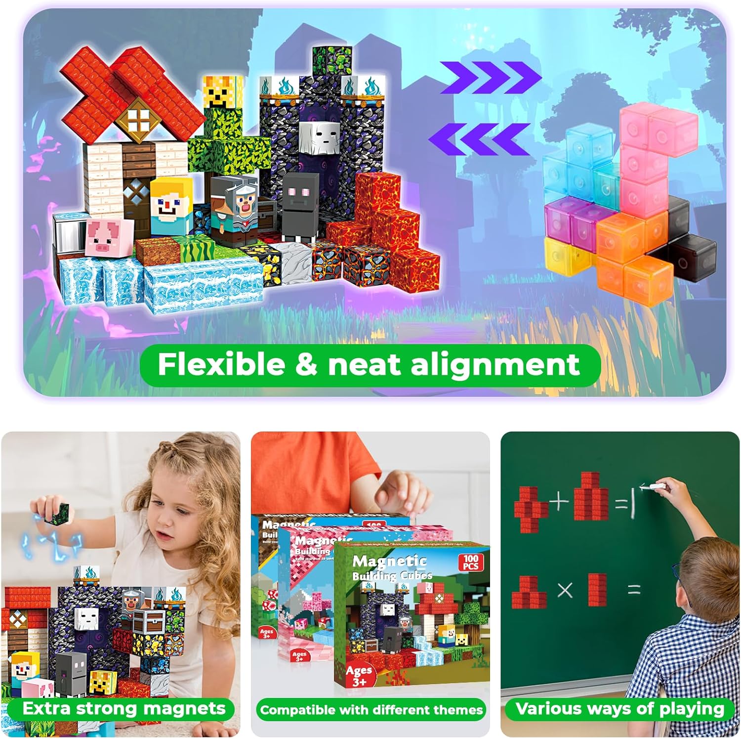 Thumbnail 5 de GraceDuck 100 PCS Magnetic Blocks: Creative STEM Building Toys for Kids 3+