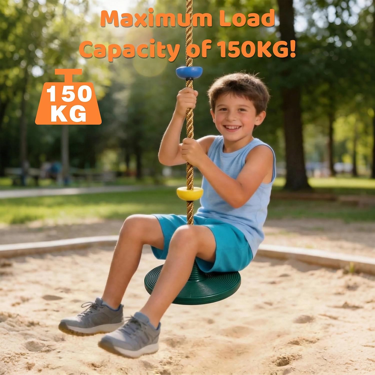 Detalle de Vdealen Balançoire à Corde pour enfants — Balançoire d'extérieur avec siège Frisbee, longueur ajustable