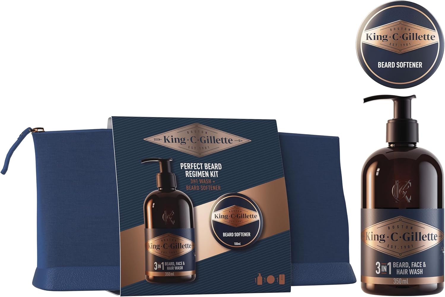 Thumbnail 5 de Coffret de soins barbe homme Gillette King C. : nettoyant 3-en-1 visage & cheveux 350 ml + soin hydratant 100 ml