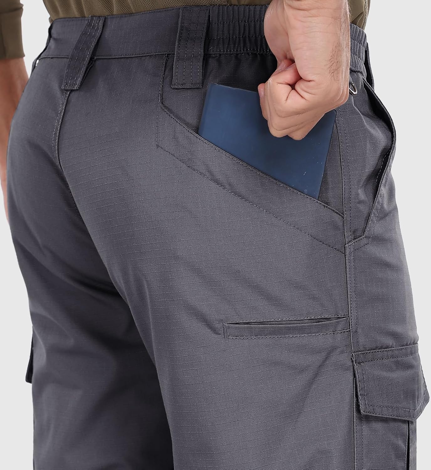 Detalle de SPOSULEI Men's Ripstop Cargo Work Pants, 7 Pockets, Water-Resistant