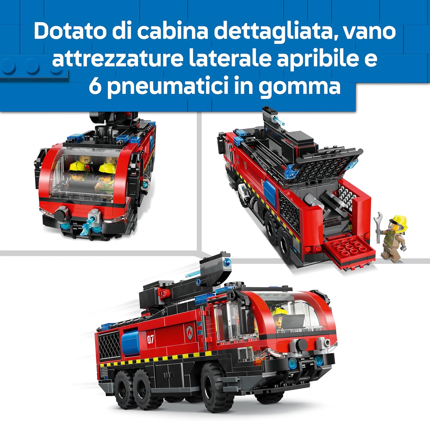 Thumbnail 2 de LEGO City Autopompa dell’Aeroporto 60499 — Camion dei Pompieri con Braccio Extintore e 4 Minifigure