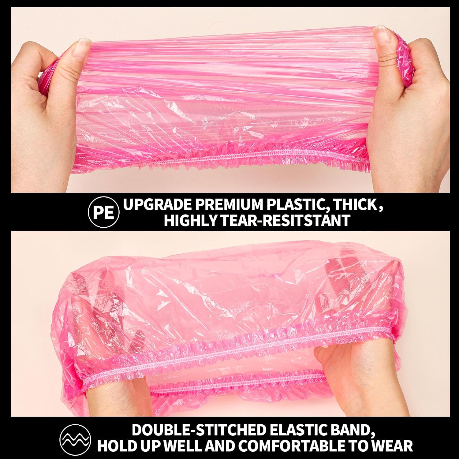 Detalle de LEOBRO Disposable Shower Caps, Large Pink, 100-Pack