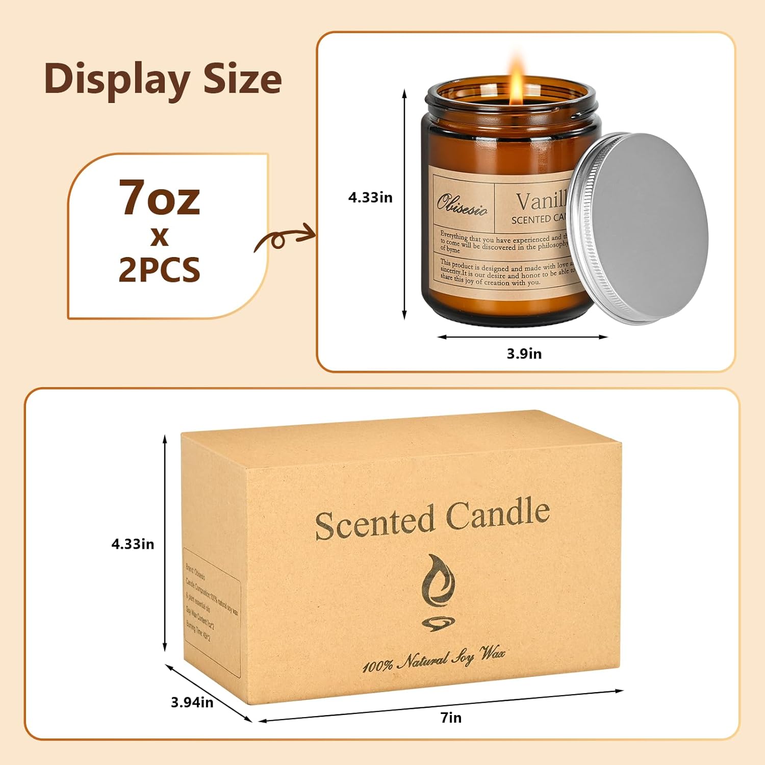 Detalle 2 de Obisesio Candele 2 Pack, candele profumate