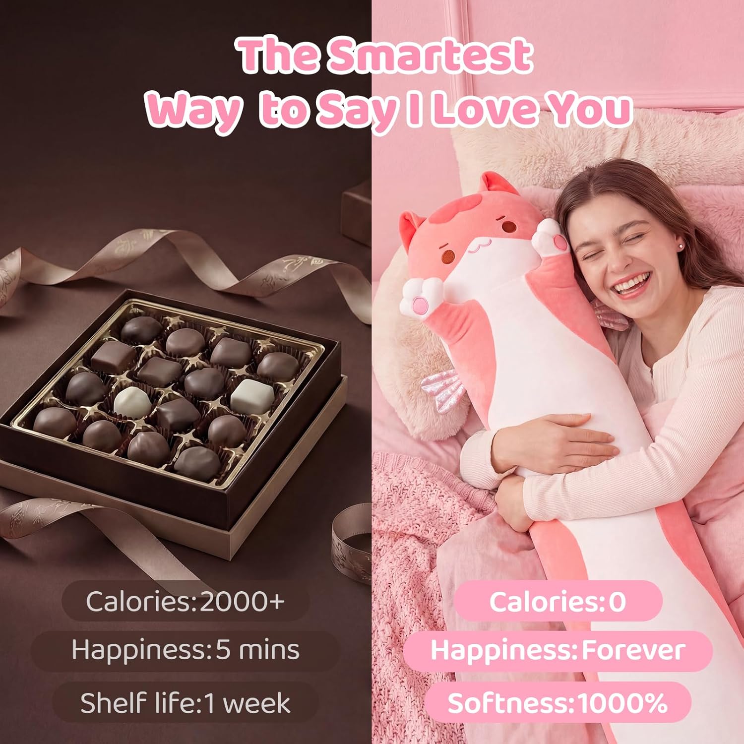 Thumbnail 2 de Mewaii Long Cat Plush 5 Sizes 120% Extra Filling Pink Cat Body Pillow