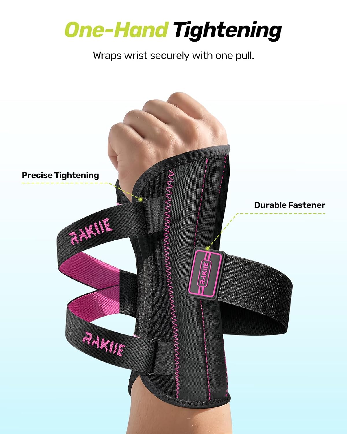 Thumbnail 2 de Rakiie ESP016 Right Wrist Brace, Medium, Pink, Breathable 3-Stay Support
