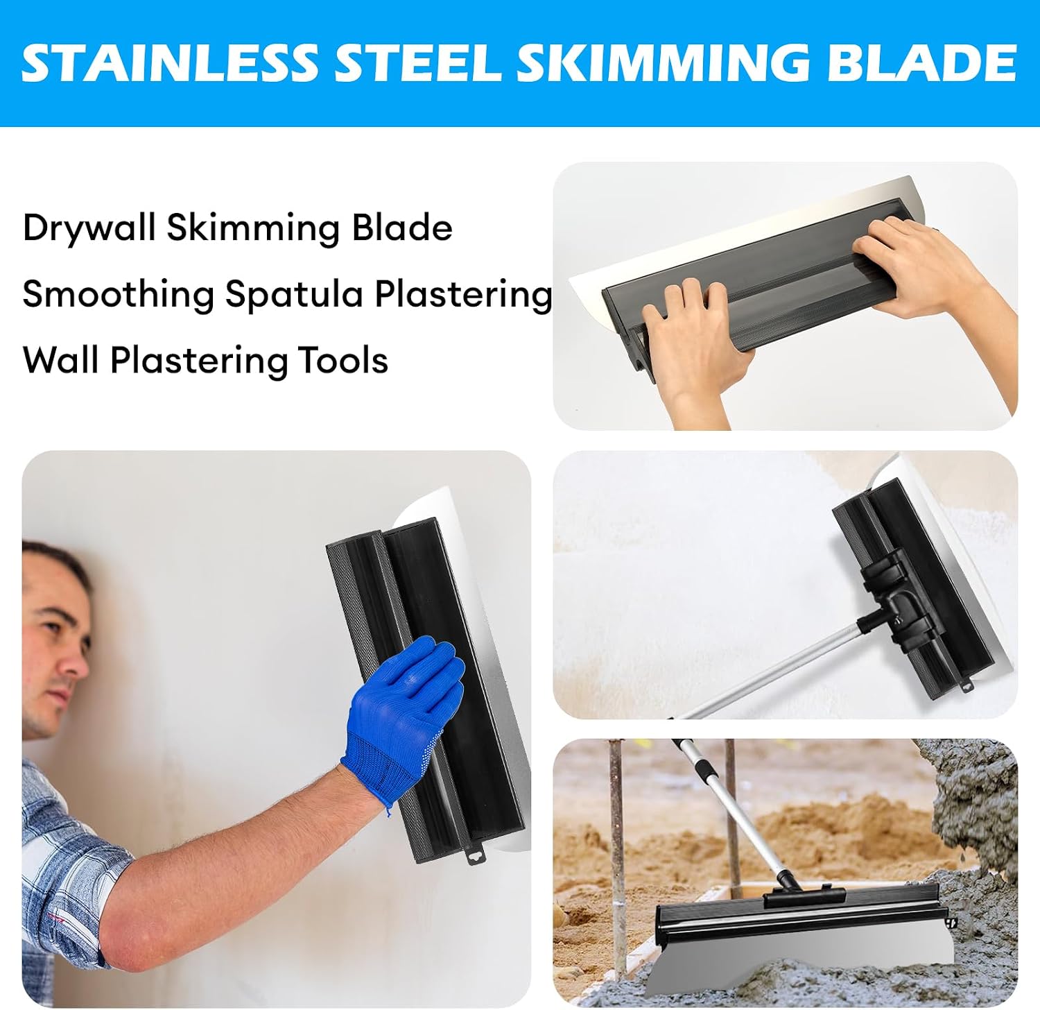 Detalle 2 de Drywall Skimming Blade Smoothing Spatula for Plastering — 16inch / 40cm with Paint Roller Cover