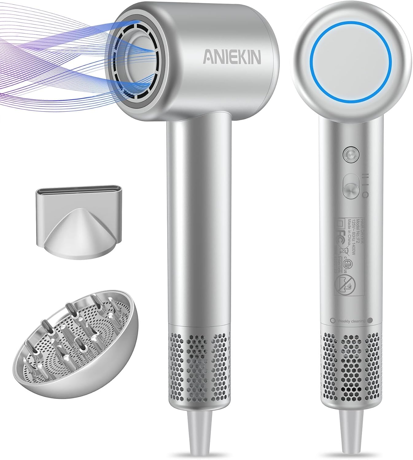 Detalle de ANIEKIN High-Speed Ionic Hair Dryer with Brushless Motor and Magnetic Diffuser