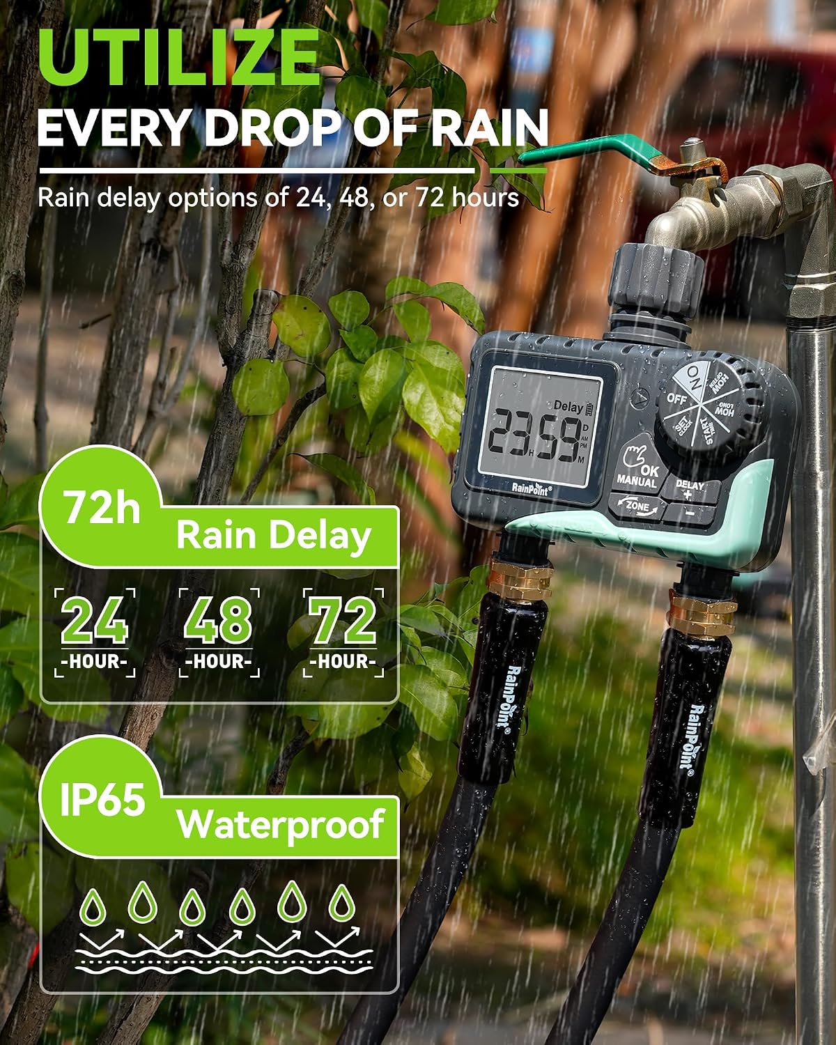 Detalle de RAINPOINT Garden Hose Timer, 2-Zone