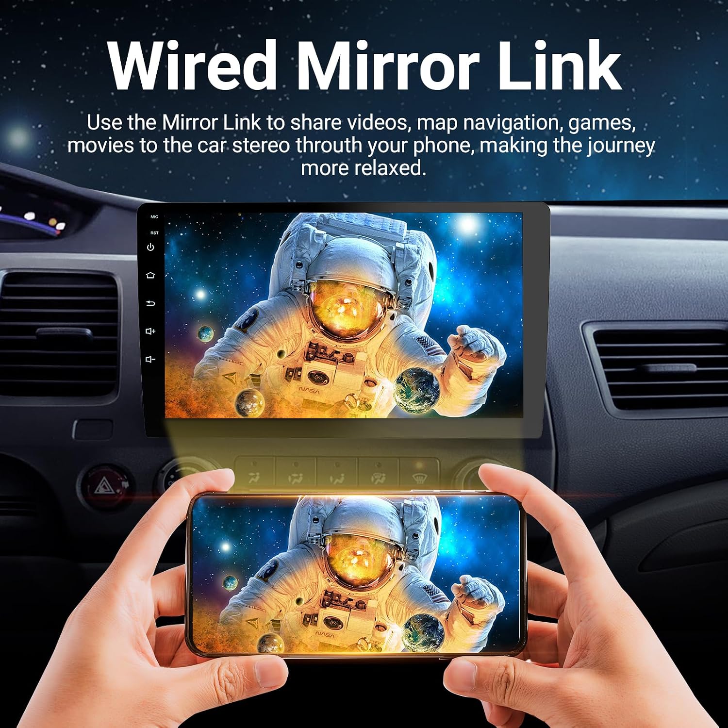 Detalle de Haudio CPU1.5GHz (4+64G) 9-inch 2-DIN Car Stereo with Wireless CarPlay