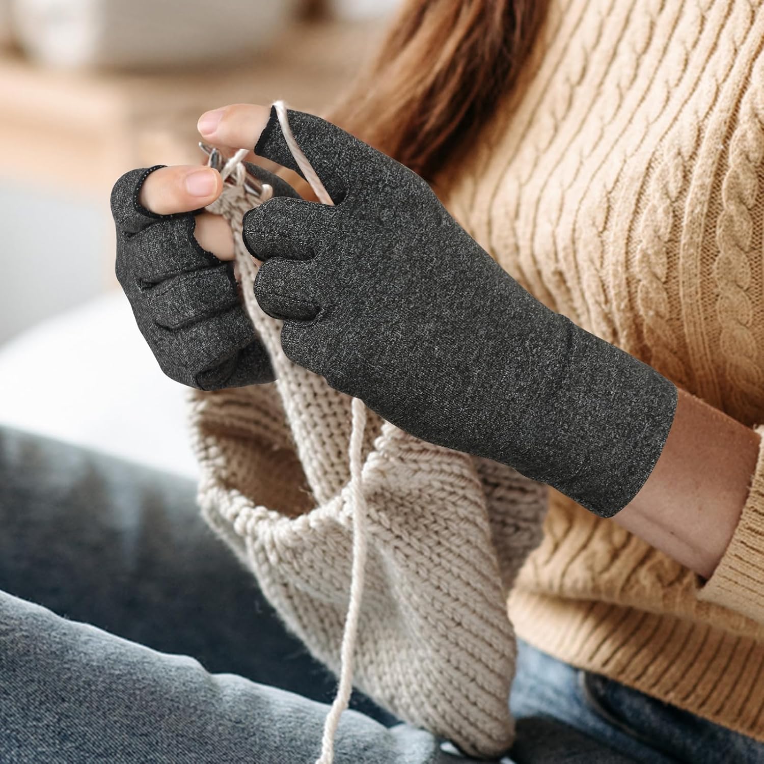 Thumbnail 4 de AovYoo Fingerless Arthritis Compression Gloves 2 pairs