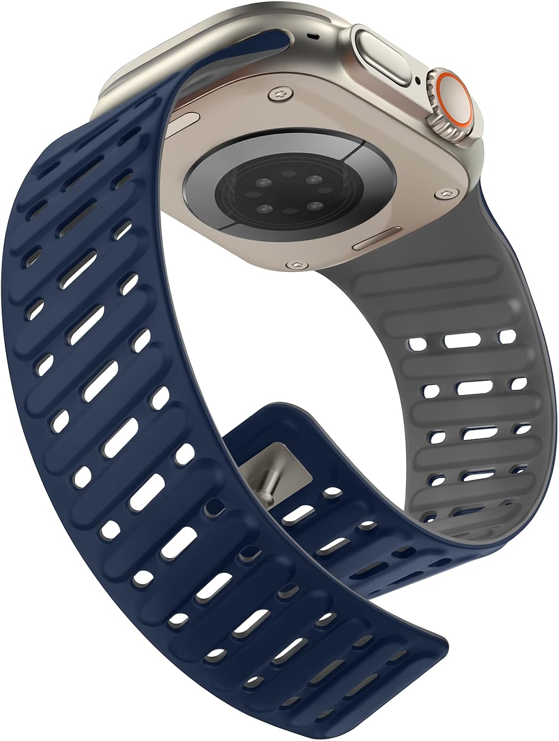 Detalle de Tasikar Clip Magnetic Straps for Apple Watch 42–49mm (Dark Blue-Grey) — Silicone, Waterproof