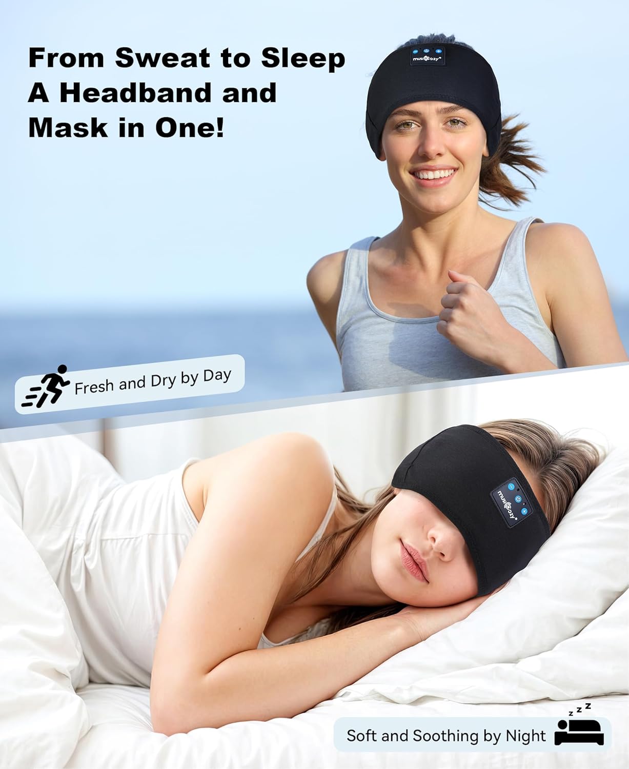Detalle 2 de MUSICOZY Sleep Headphones Bluetooth 5.4 ⚡