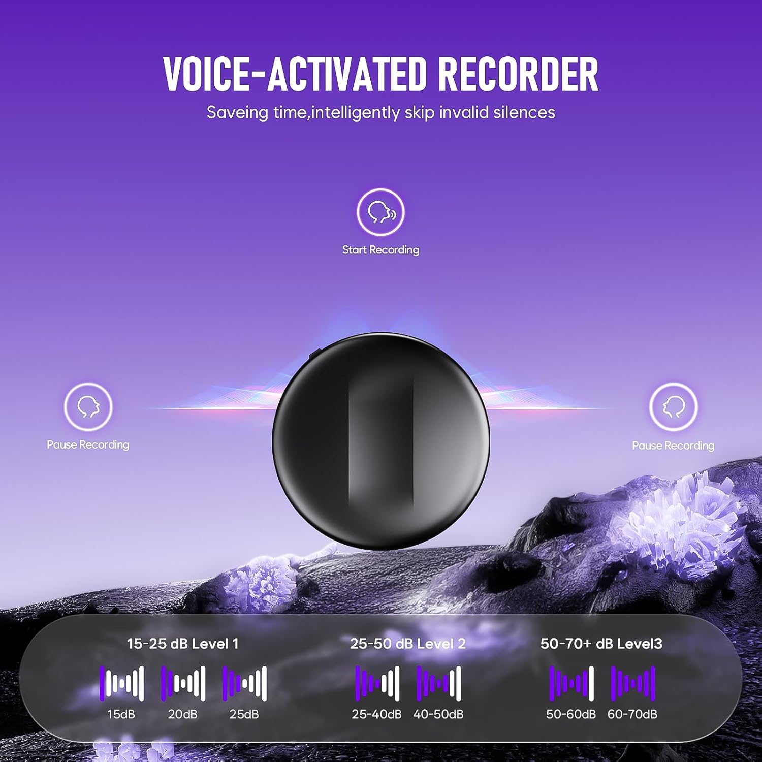 Thumbnail 3 de Yigeliter 72GB Magnetic Digital Voice Recorder (5200Hrs) with Voice Activation and USB-C Audio Dictaphone
