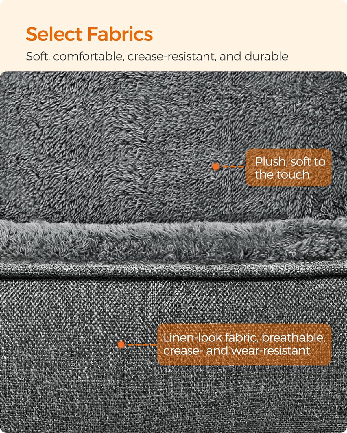 Detalle 2 de Feandrea Dog Bed Linen-Look Pet Bed Sofa with Raised Edges (Light Grey, M)