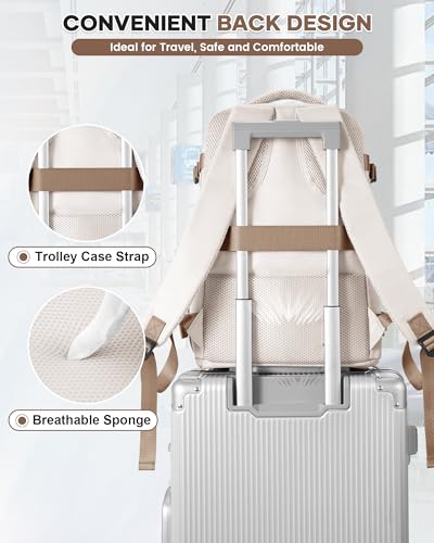 Thumbnail 6 de HPLQQ Mochila de cabina 40x30x20 cm para Ryanair (40x30x20, 24 L) impermeable beige con compartimento para zapatos