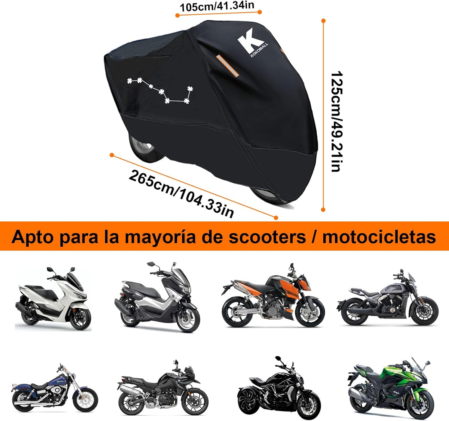 Thumbnail 3 de KOKOMALL Funda para Moto Impermeable 210D 3XL