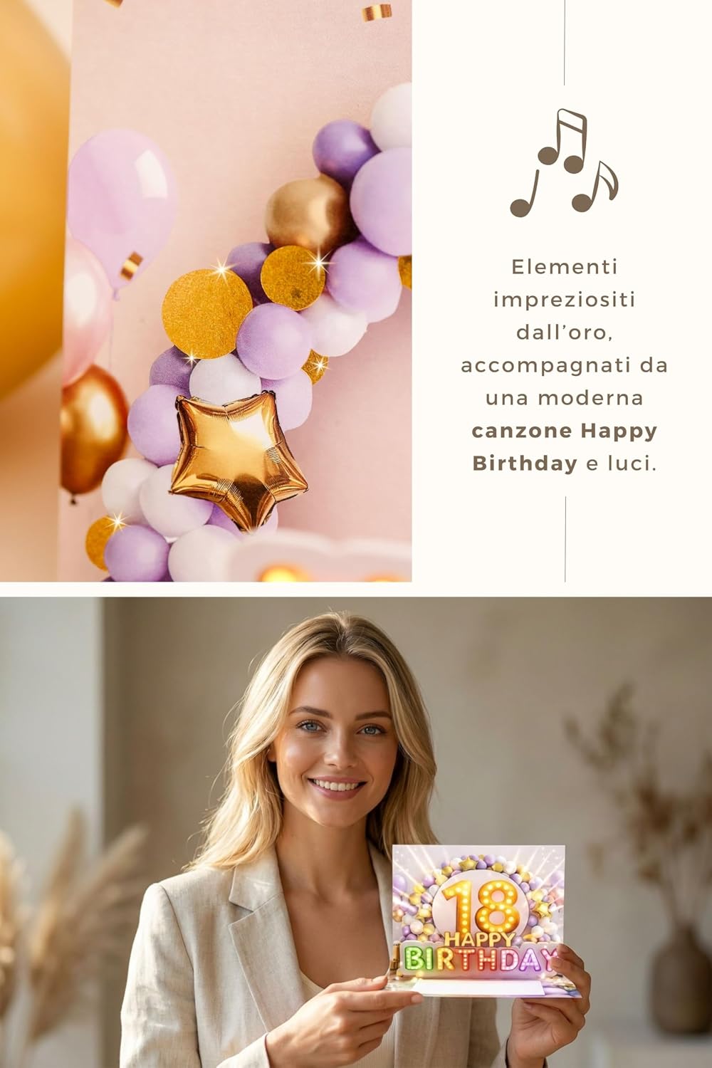 Thumbnail 6 de Joli Coon Biglietto auguri 18 anni ragazza – biglietto pop-up 3D con musica e luce, busta e sigillo
