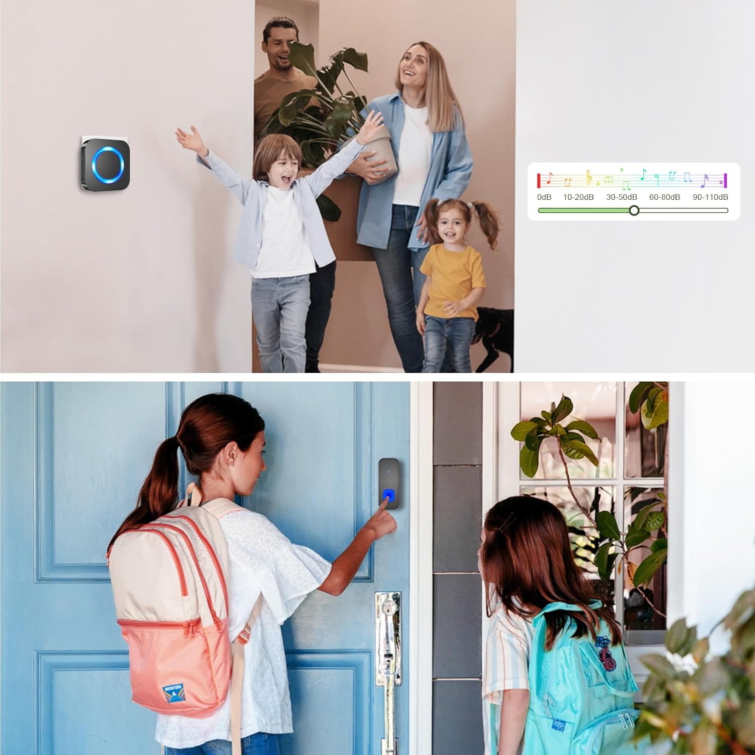Detalle 2 de SURFOU Wireless Doorbell – 1,300 ft Range, 55 Melodies, Waterproof Plug‑in Kit