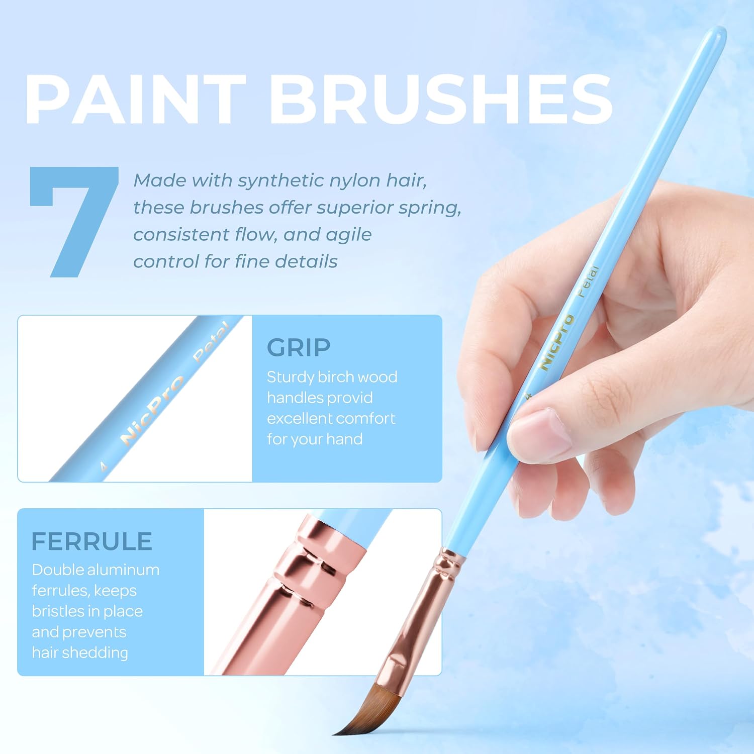 Detalle 2 de Nicpro 7 pièces pinceaux visage 7 pcs 🎨