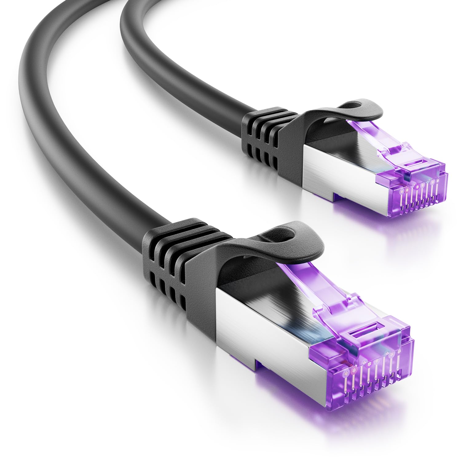 Detalle de deleyCON CAT7 Patchkabel 5 m – 10Gbit/s, S/FTP PiMF, RJ45, Kupfer, Schwarz