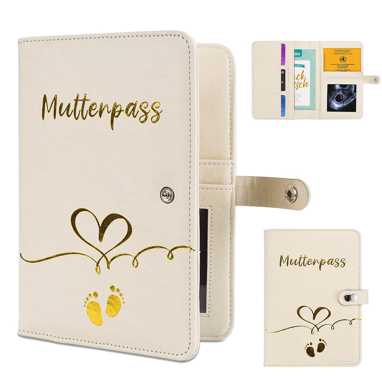 Aufisi Mutterpasshülle Kunstleder mit Fächern 📁