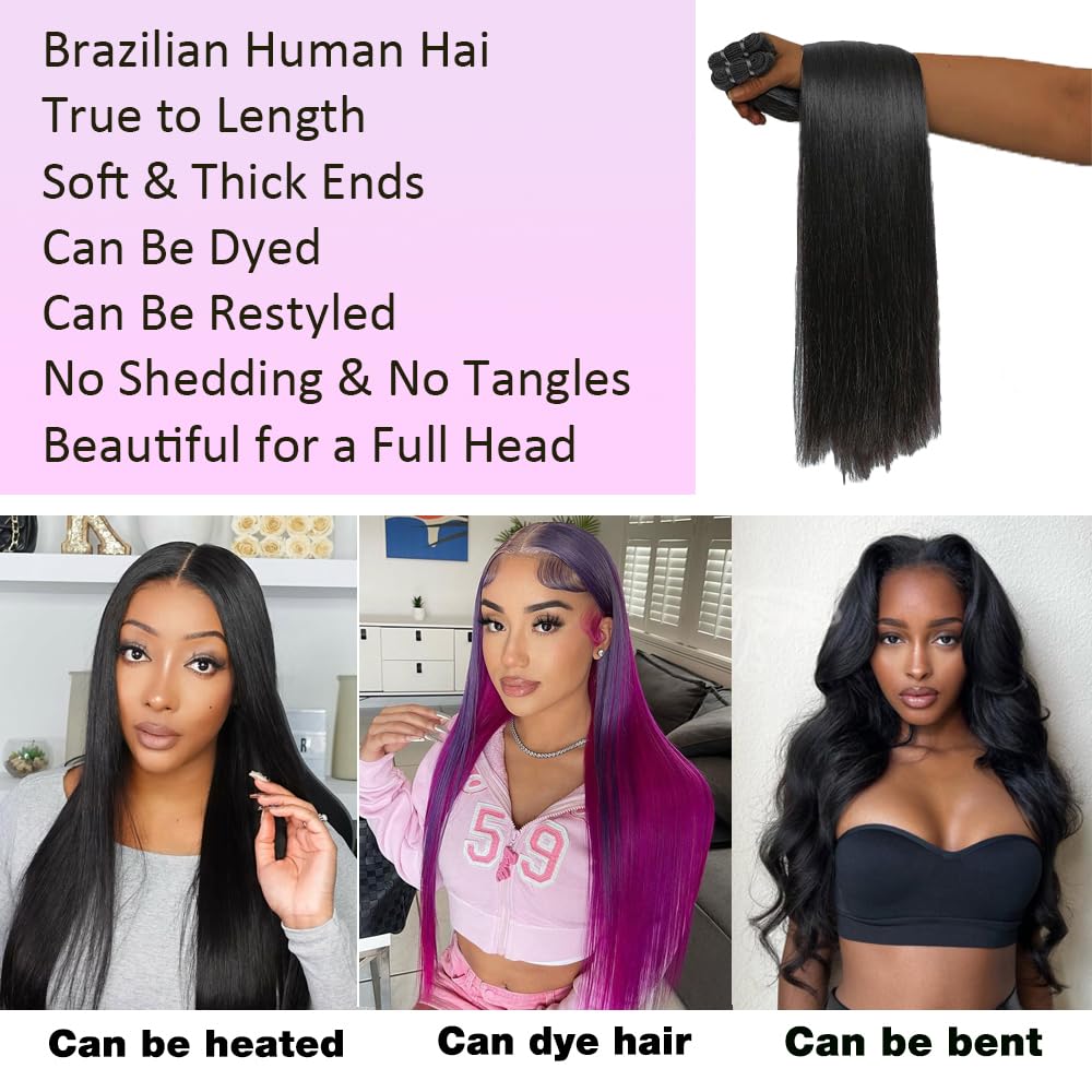 Thumbnail 2 de 12A Human Hair Bundles 2024 Straight Black Hair ⚙