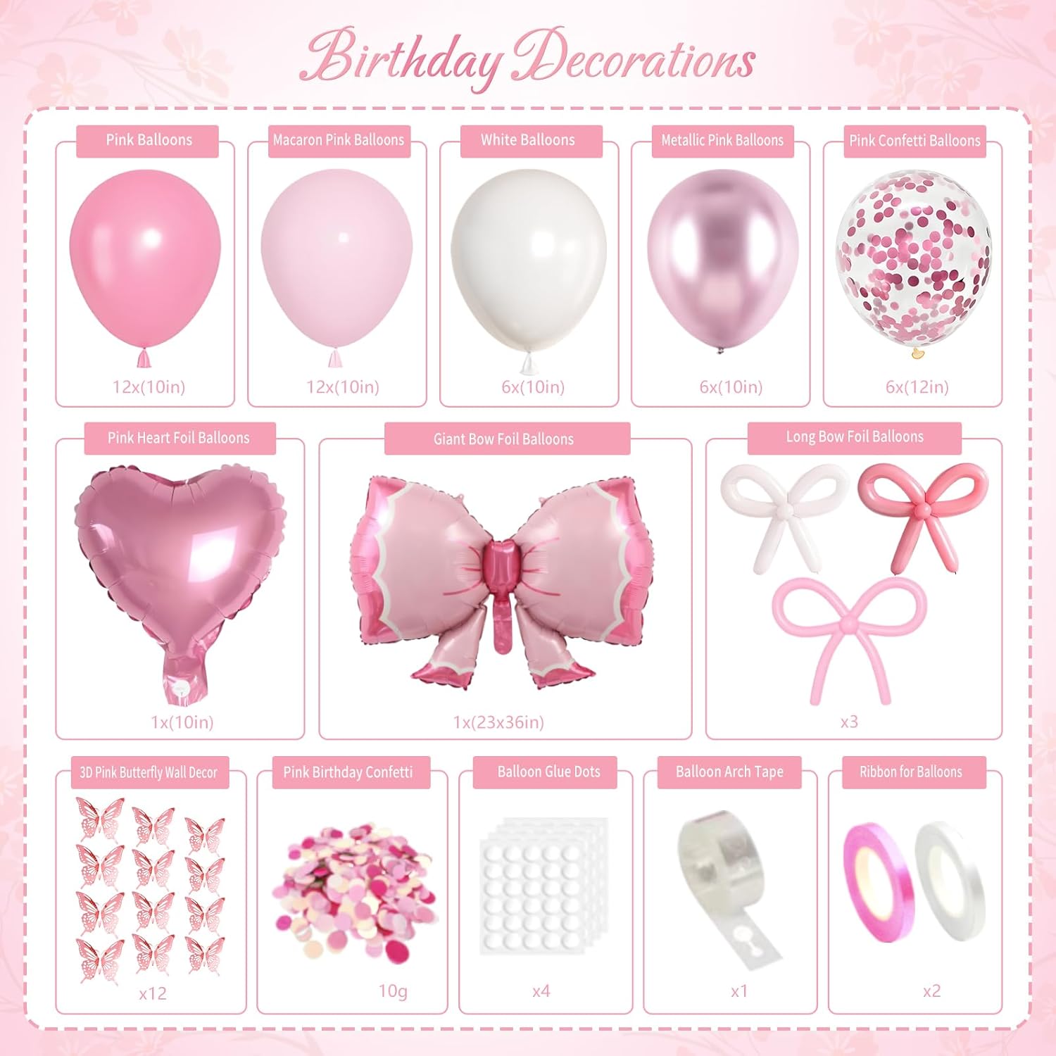 Thumbnail 4 de Pink Bow Birthday Decorations Kit