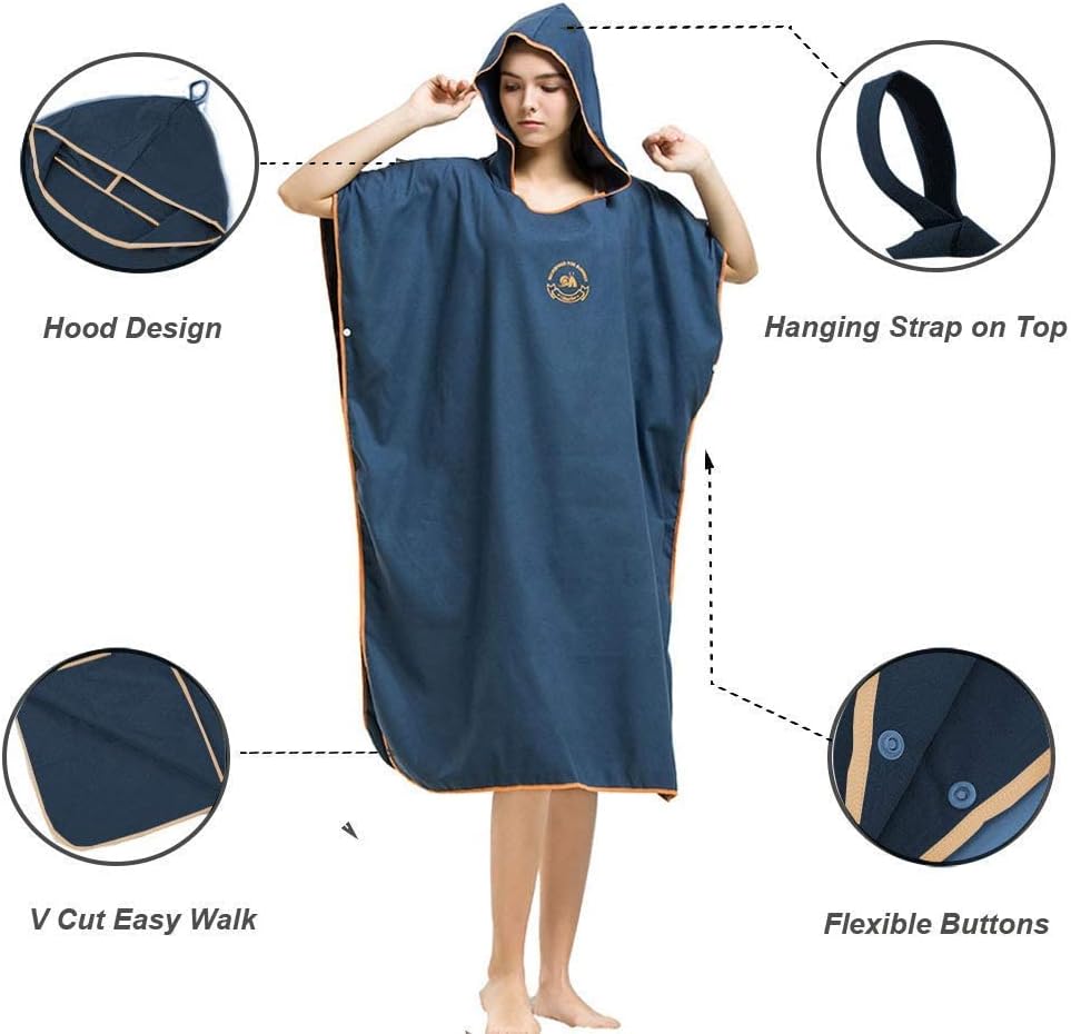 Thumbnail 2 de Hiturbo Changing Robe Towel Poncho with Hood for Surfing & Swimming Wetsuit Changes