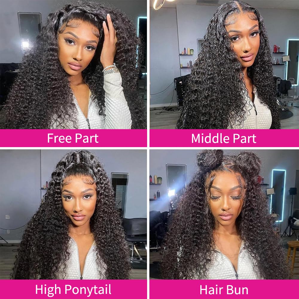 Detalle 2 de Gureimi Deep Wave Lace Front Wig (13x4 HD) – 200% Density, 100% Human Hair