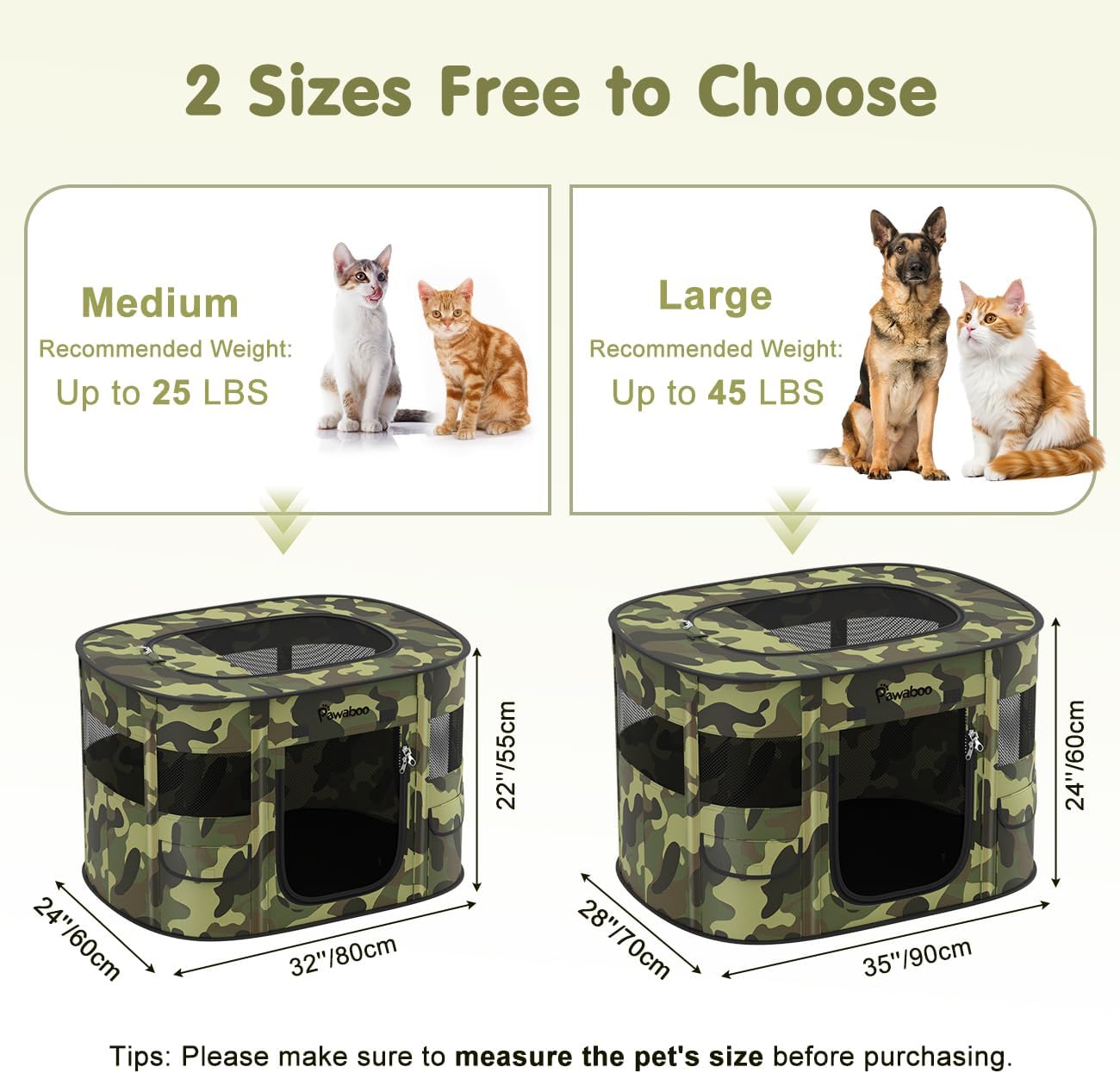 Detalle de Portable Dog Playpen with 600D Oxford Tent Fabric, Waterproof Breathable Gates and Carry Case (Medium/Large), Black Camouflage