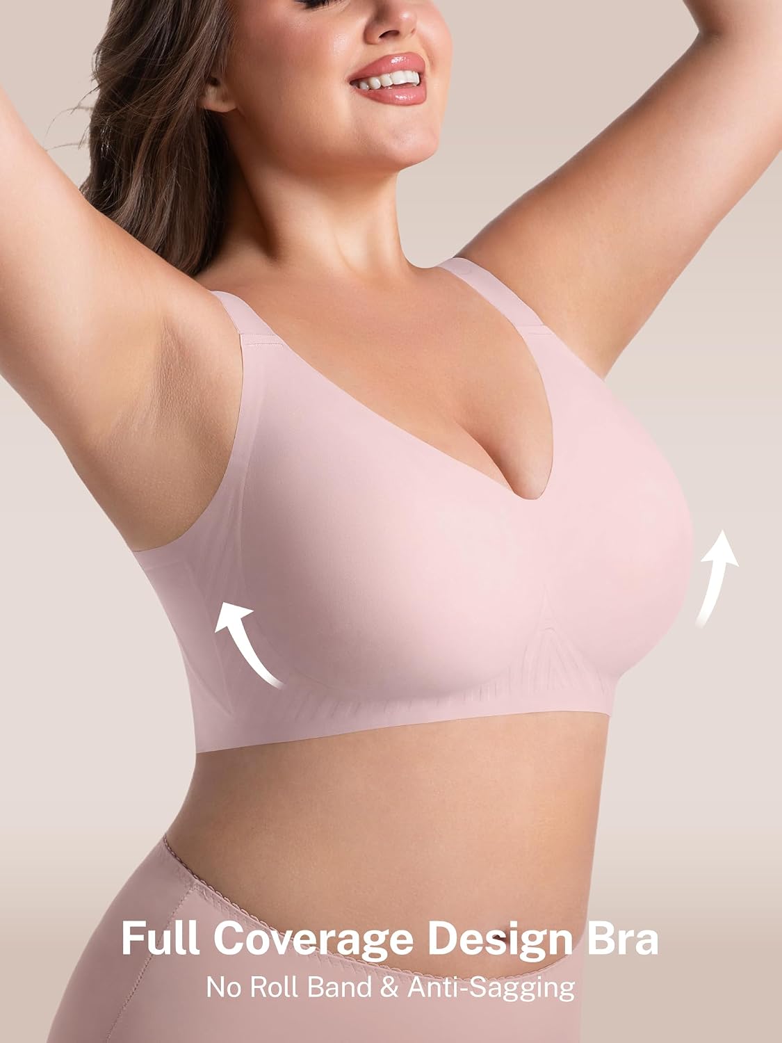 Detalle de habibee Jelly Push-Up Bra, Wireless Full-Coverage Plus-Size Bra, 32D–46E
