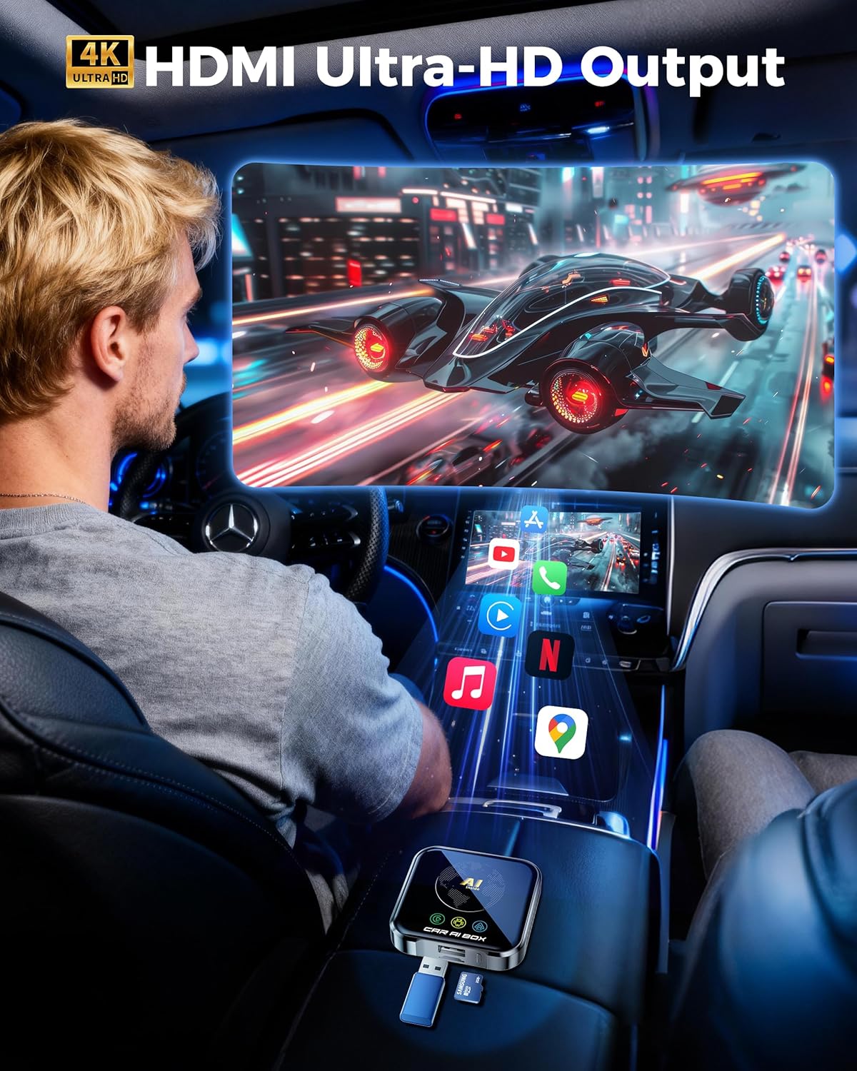 Thumbnail 5 de Magic AI Box Wireless CarPlay Adapter (Wireless CarPlay/Android Auto + Android 10 OS) in Glossy Black