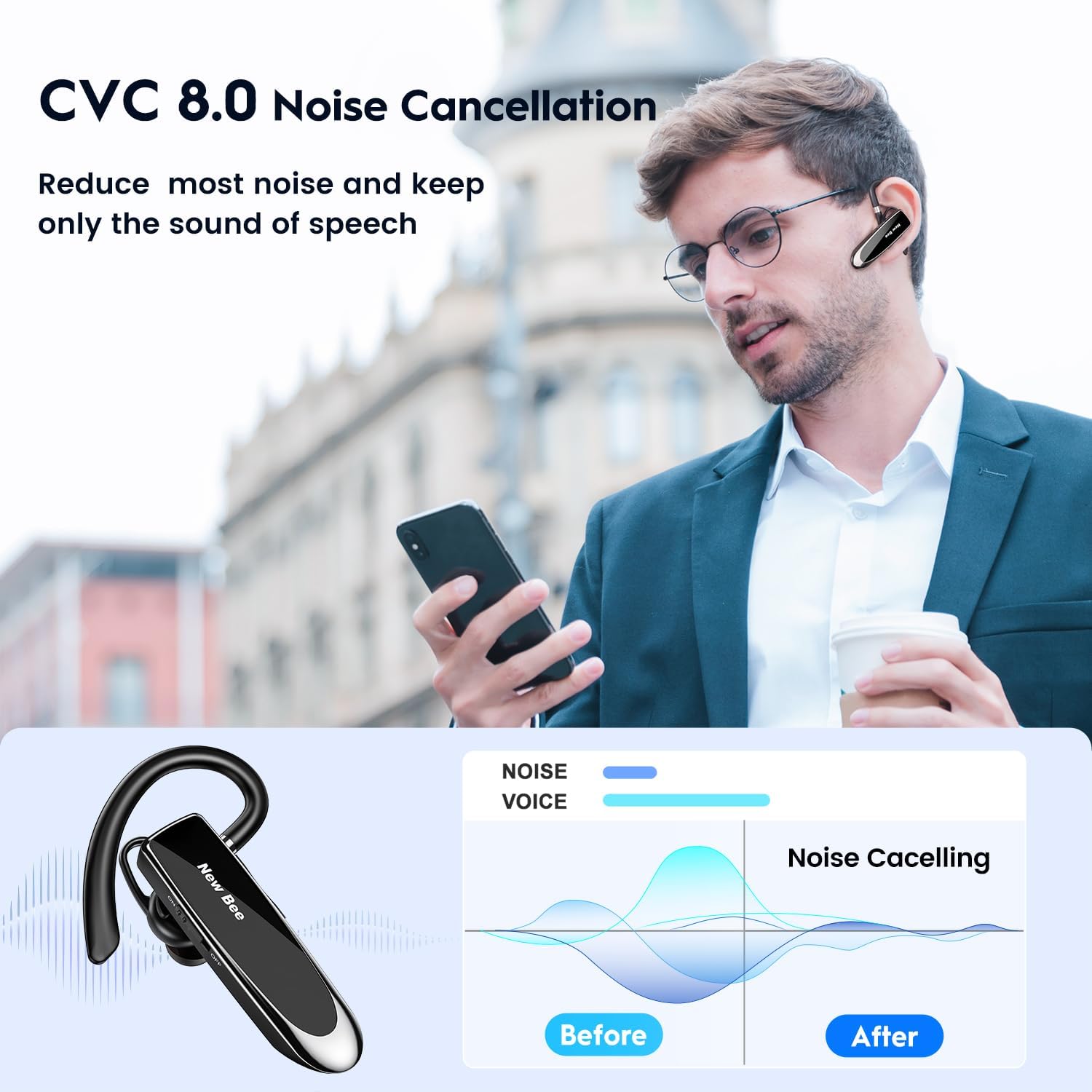 Thumbnail 3 de New Bee V5.0 Oreillette Bluetooth