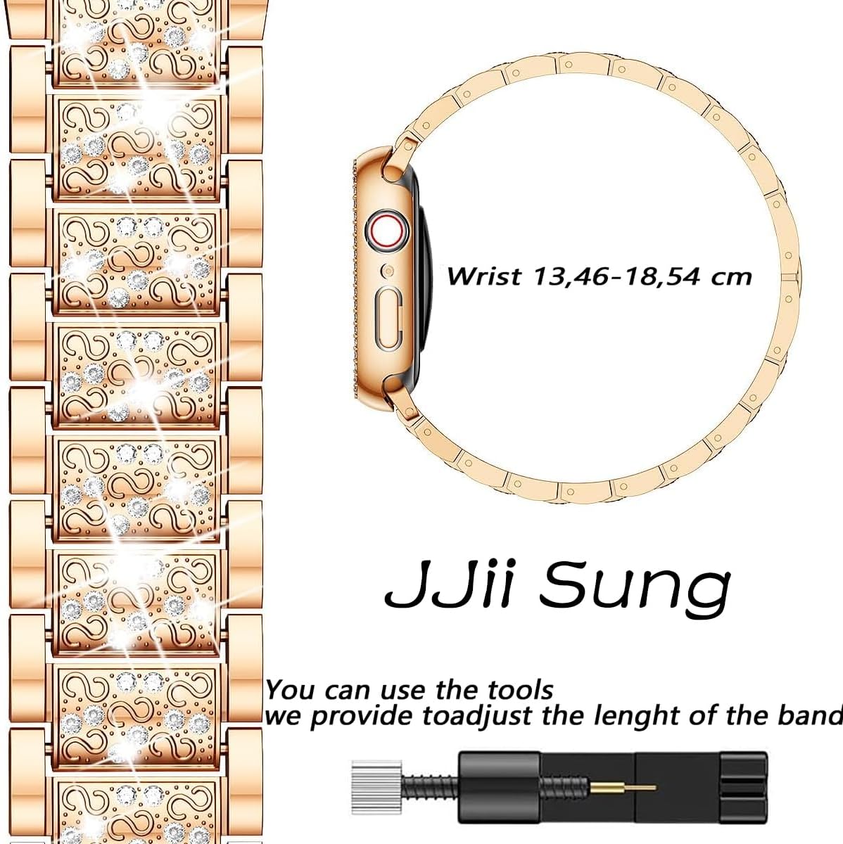 Thumbnail 3 de JJii Sung Bling Diamond Strap for Apple Watch – 38–49mm with Butterfly Clasp