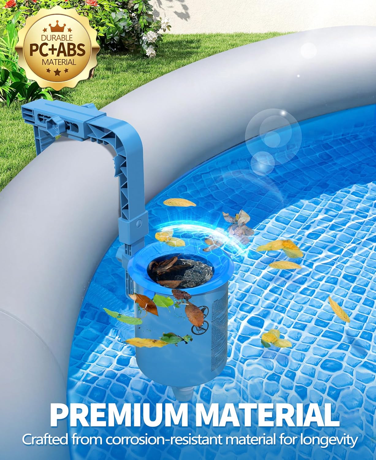 Thumbnail 6 de LanOcean Oberflächenskimmer Pool – höhenverstellbares Skimmer-Set, Einhängeskimmer Ø18 cm mit herausnehmbarem Filterkorb