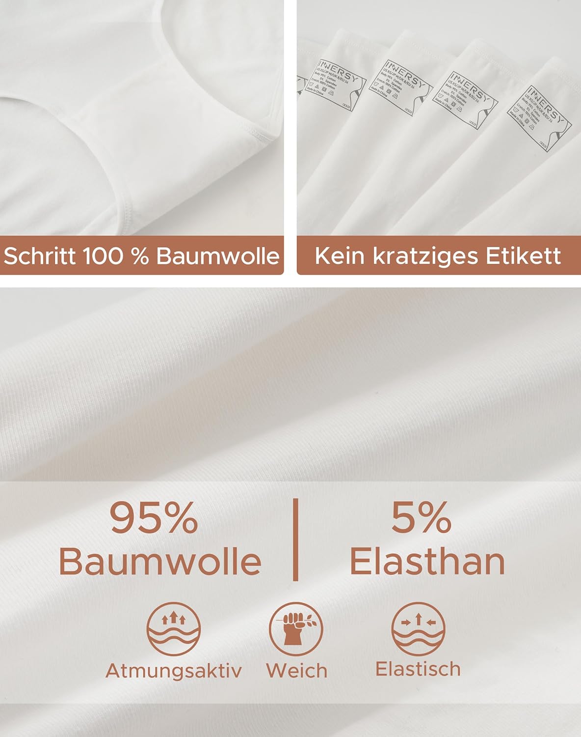Detalle 1 de INNERSY Hipster Unterhosen Damen 6er Pack