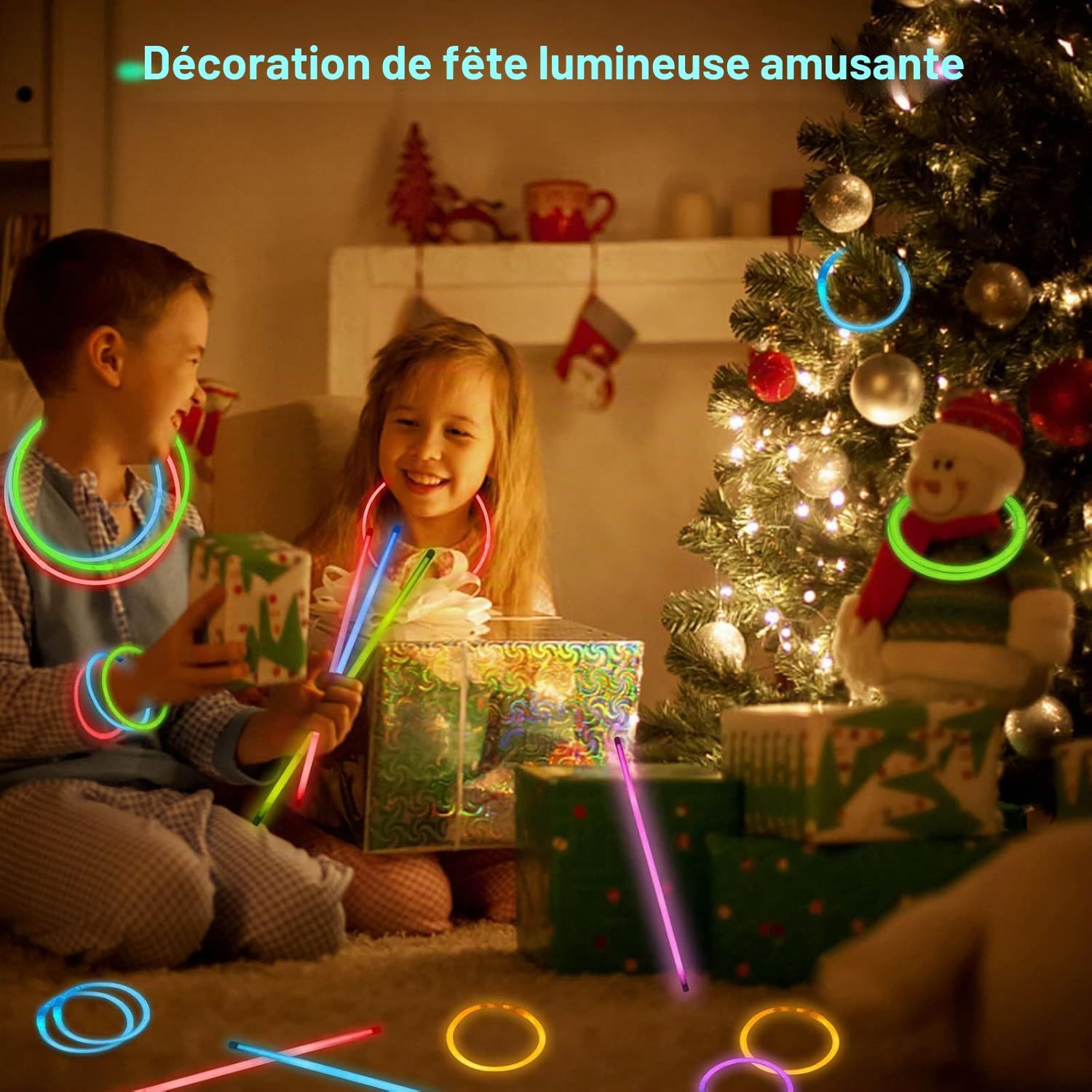 Thumbnail 1 de Bâtons lumineux DELEE – Lot de 100 bâtons + 100 connecteurs, néon 8 pouces, idéal pour fêtes et Halloween