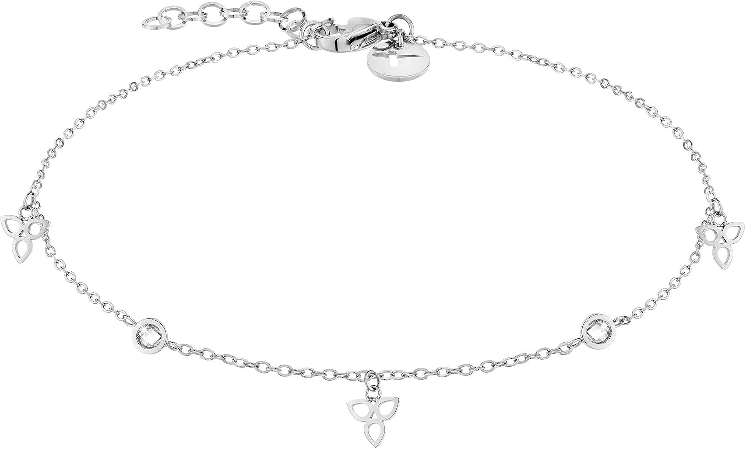 Detalle de Tamaris Fußkettchen für Damen – Edelstahl IP Gold, verstellbar, Blüten & Zirkonia
