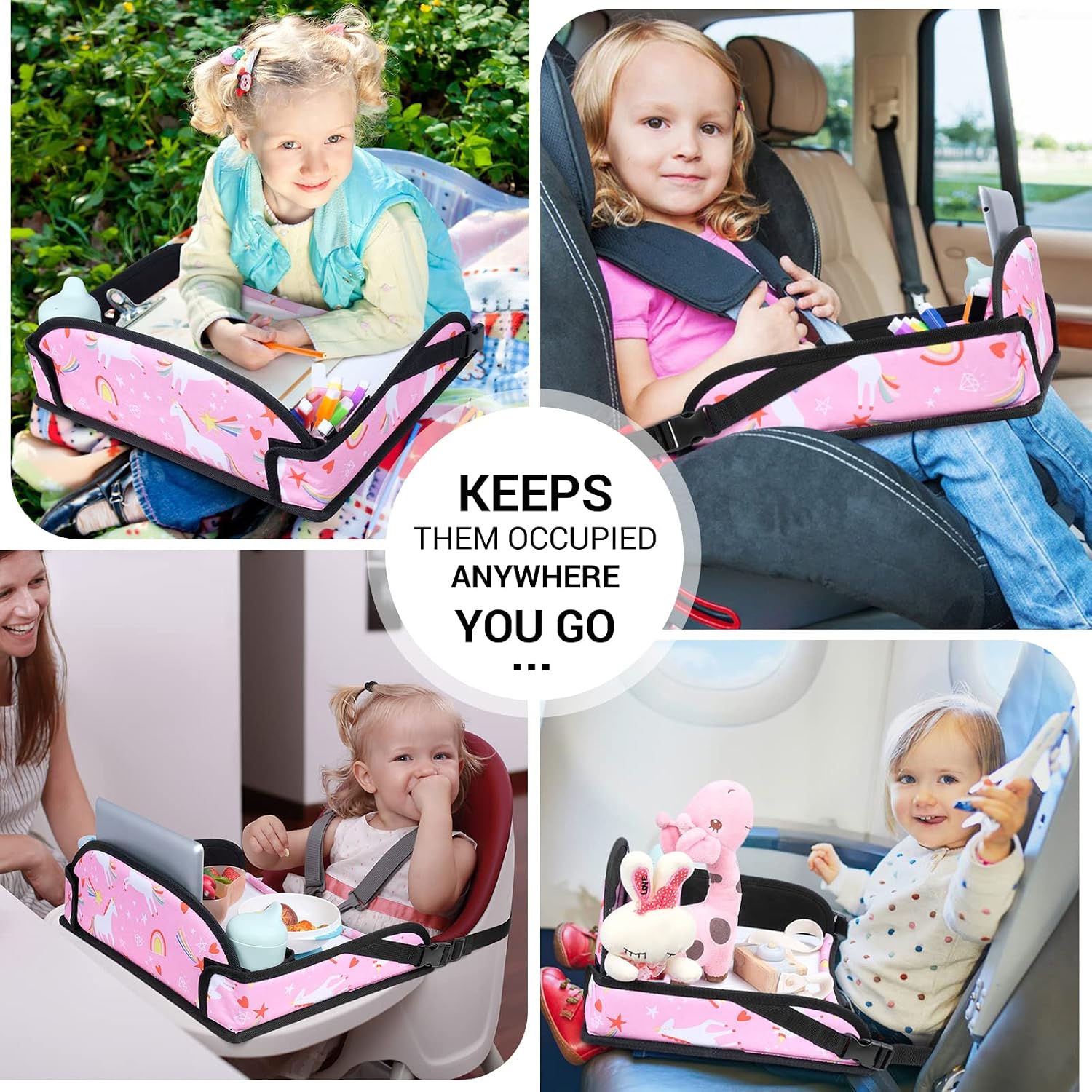 Detalle 2 de INFANZIA Kids Travel Tray for Toddler Car Seat – Pink