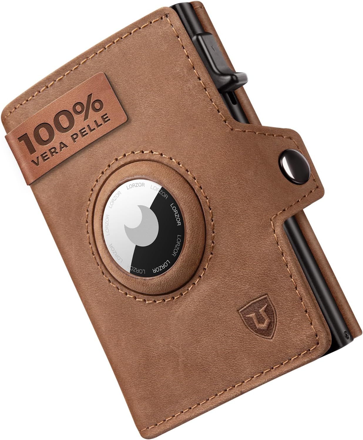 Detalle de LORZOR Portafoglio Airtag Slim in pelle