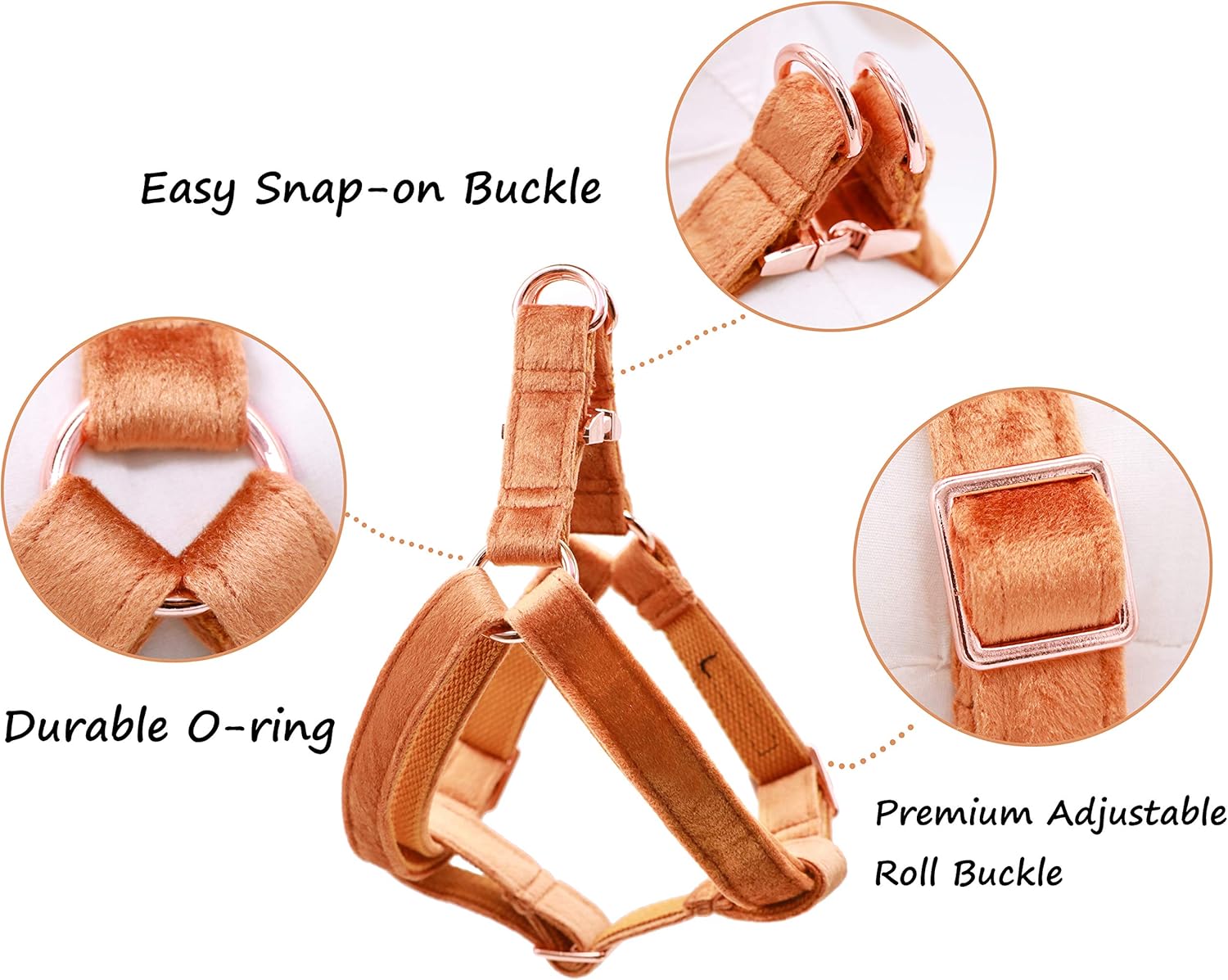 Thumbnail 1 de A RING PET Deep Yellow Velvet Dog Harness (X-Small) with Adjustable Metal Buckle