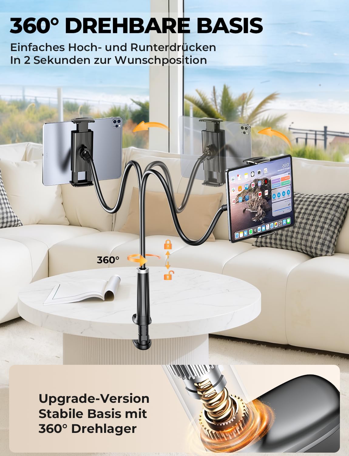 Detalle 2 de Schwanenhals Tablet Bett Halterung 360°