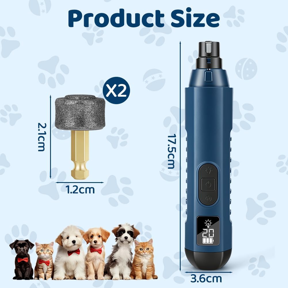 Thumbnail 1 de Aolso Lima Unghie Cani: Lima Elettrica a Basse Vibrazioni con 5 Velocità, 2 Testine Abrasive e LED
